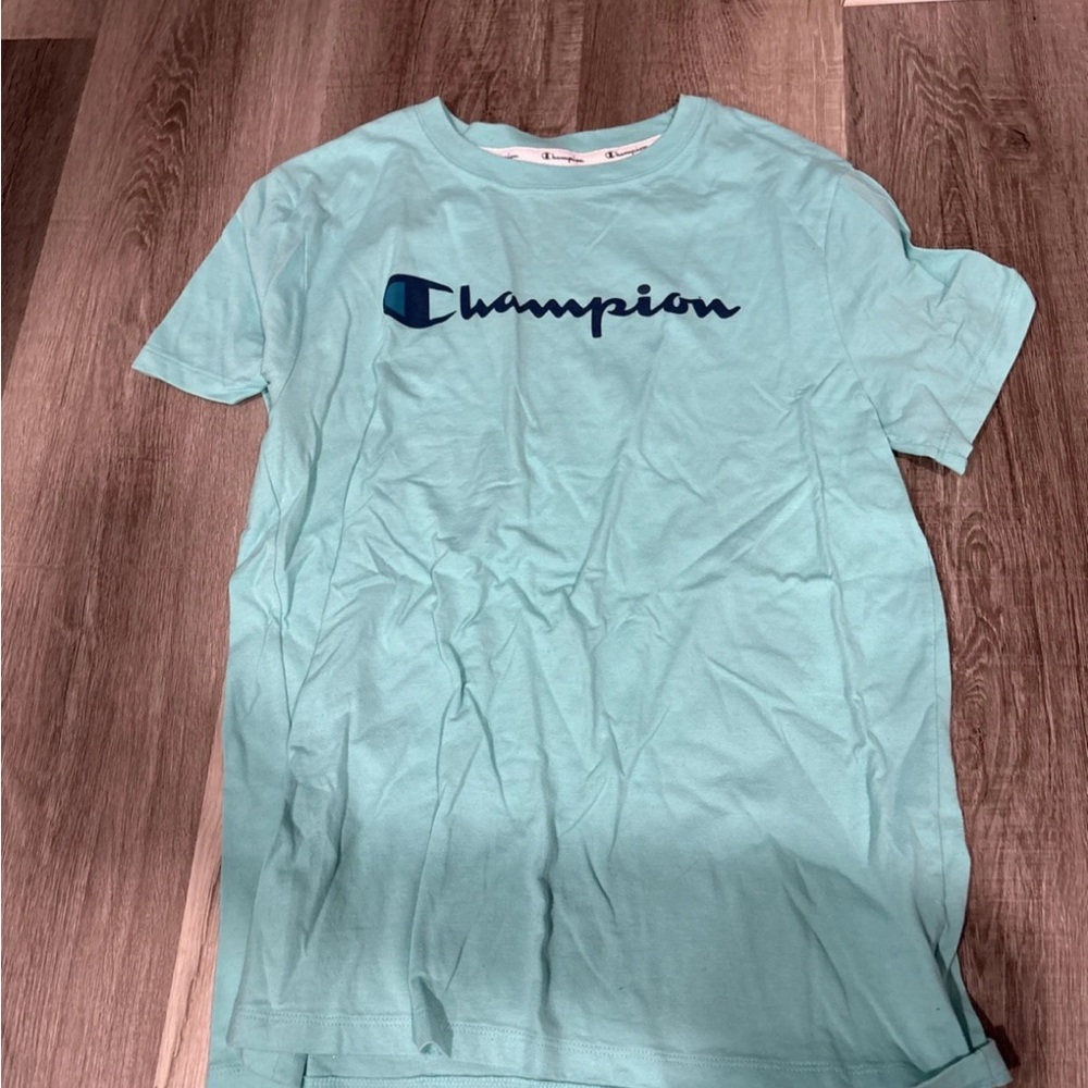 Champion Aqua Tee with Navy Logo